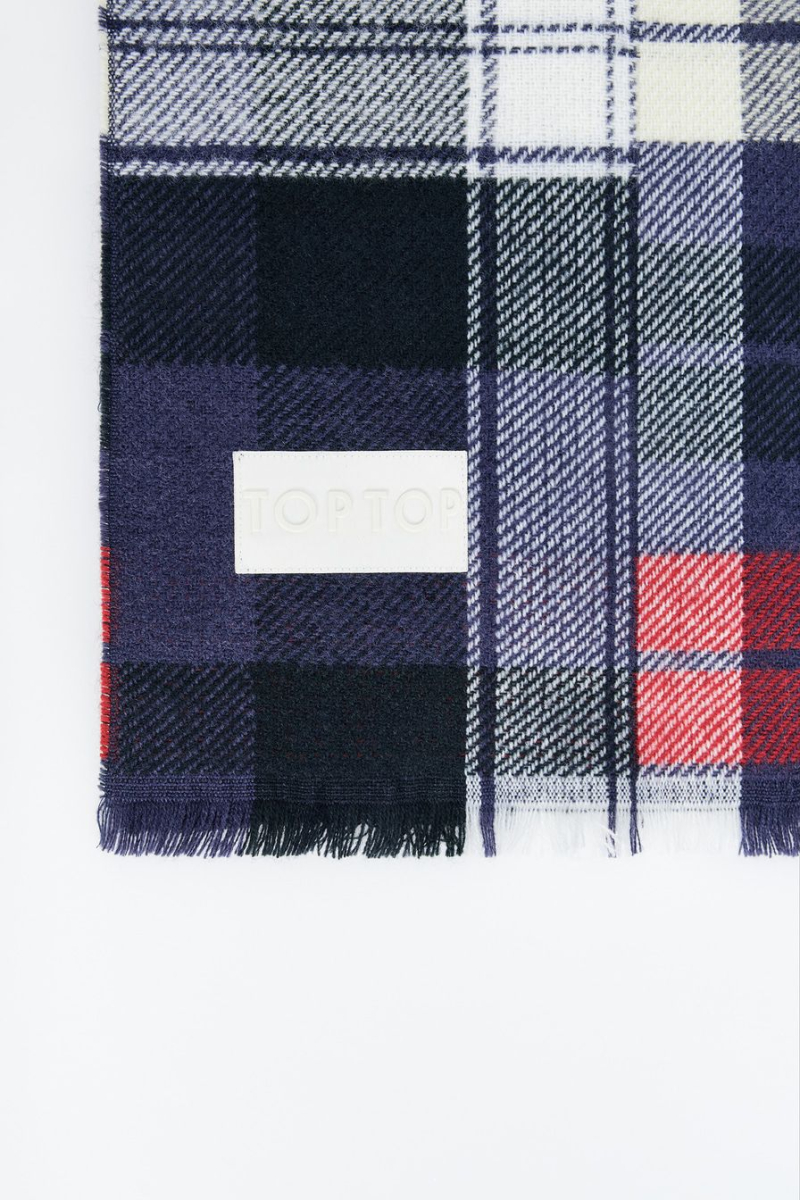 Шарф с принтом «клетка» TOPTOP, цвет: синий с принтом TT.607.16556.621 купить онлайн