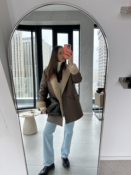 Дубленка из искусственного меха удлиненная VELVET, цвет: коричневый, 00-00005182 купить онлайн