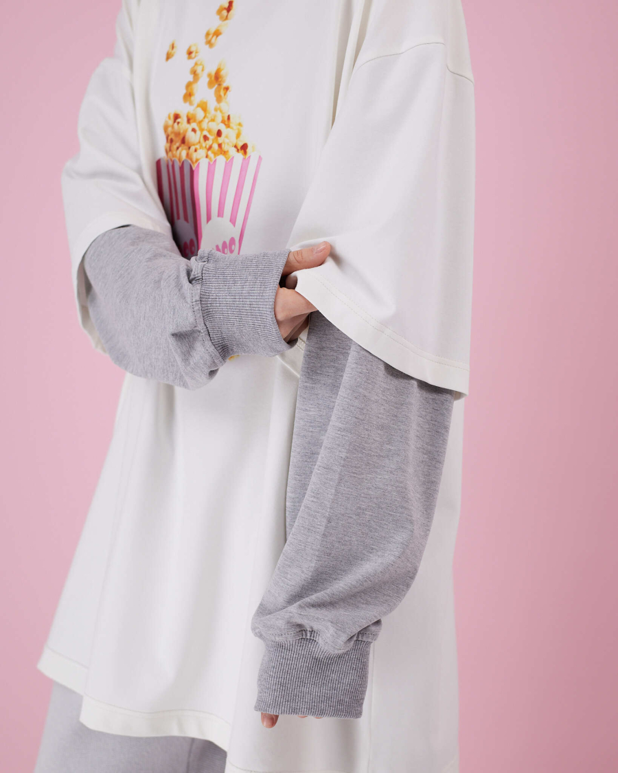 Лонг с двойным рукавом Pop-corn TABOO, цвет: молочный с меланжем, Lgpopcorn купить онлайн