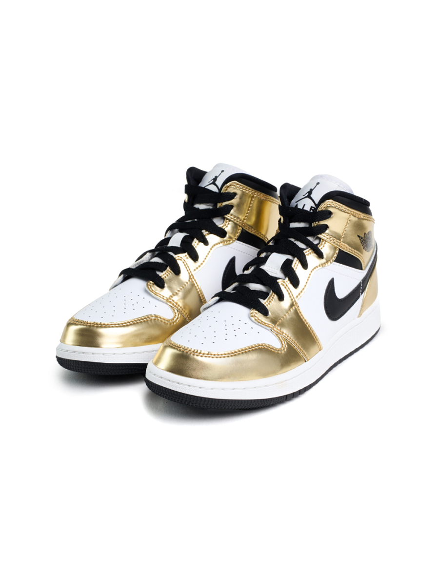 Кроссовки подростковые Jordan 1 Mid "Metallic Gold" GS NKDADDYS SNEAKERS, цвет: белый DC1420-700 купить онлайн