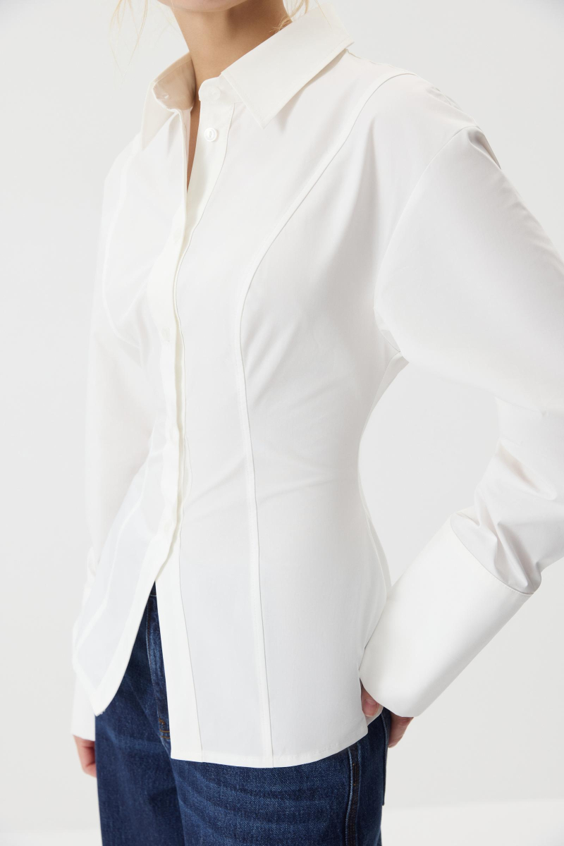 Рубашка приталенная из хлопка Charmstore, цвет: молочный, 112-45546-111 купить онлайн