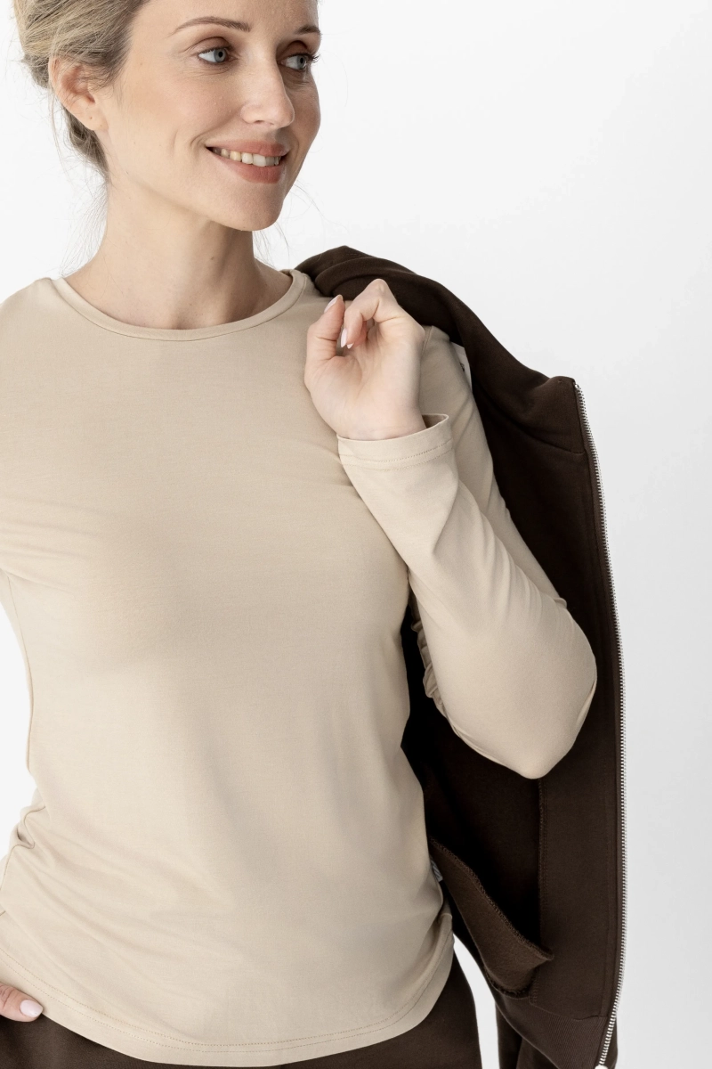 Лонгслив из тонкого трикотажа Ricoco, цвет: бежевый, 4088/5 купить онлайн