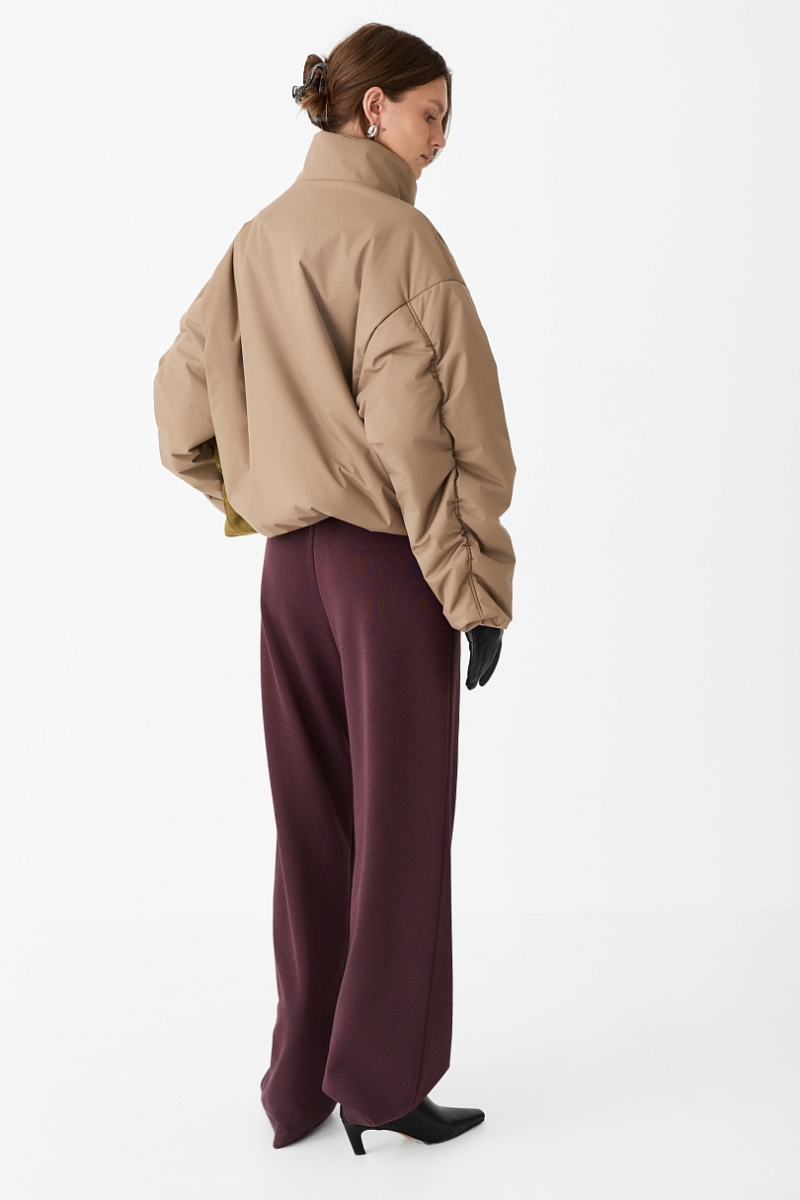 Бомбер утепленный со сборками по рукаву Ricoco, цвет: светло-коричневый, 7059/1 купить онлайн