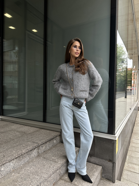 Кардиган с кантом VELVET, цвет: серый, 00-00005138 купить онлайн