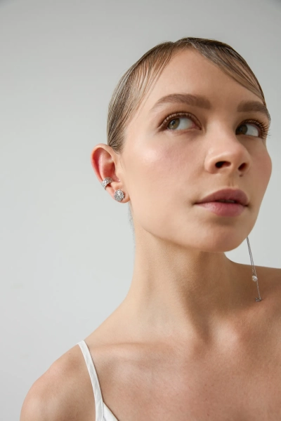 Серебряная моносерьга-пусет «Кружево» SBLESKOM, цвет: серебро, 12124 купить онлайн