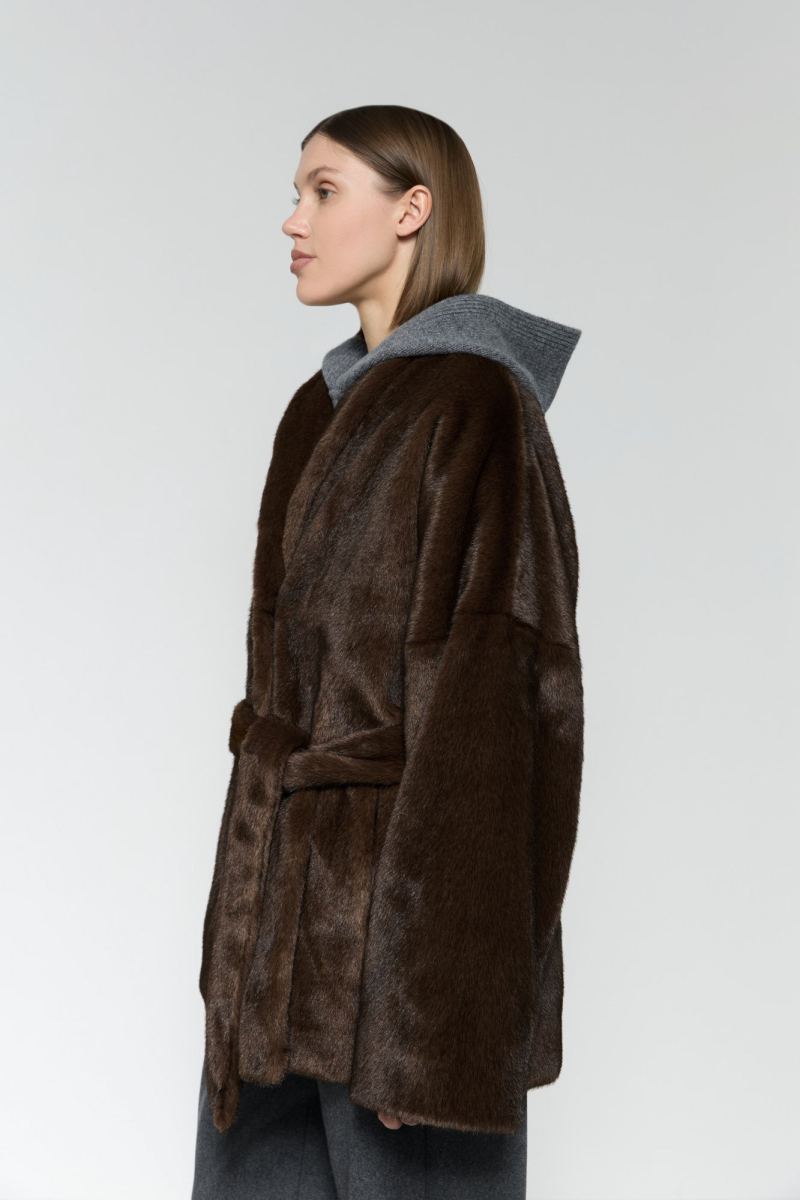 Полупальто меховое AROUND, цвет: коричневый, 210_70P01 купить онлайн