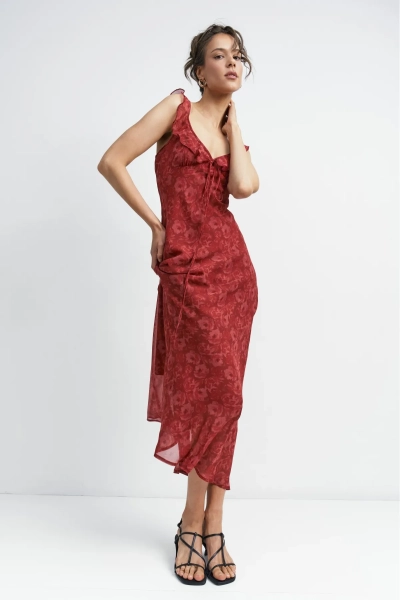 Платье с рюшами Erist store, цвет: красный, НФ-00003901 купить онлайн