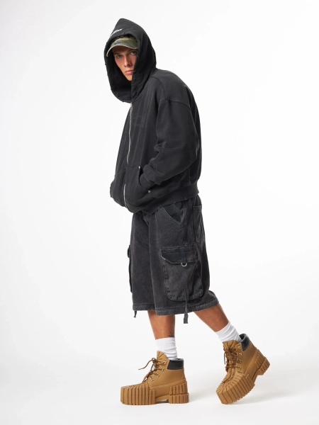 Худи Vintage waves zip hoodie U NAIPACHE, цвет: Черный,  купить онлайн