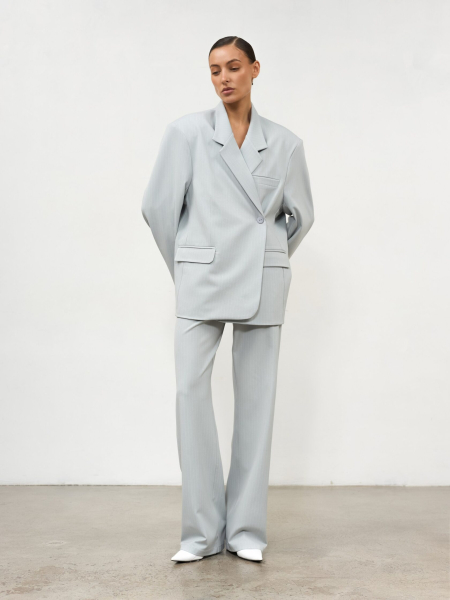 Классический пиджак в полоску ANOTHER SELECT, цвет: серо-голубой, 00088 купить онлайн