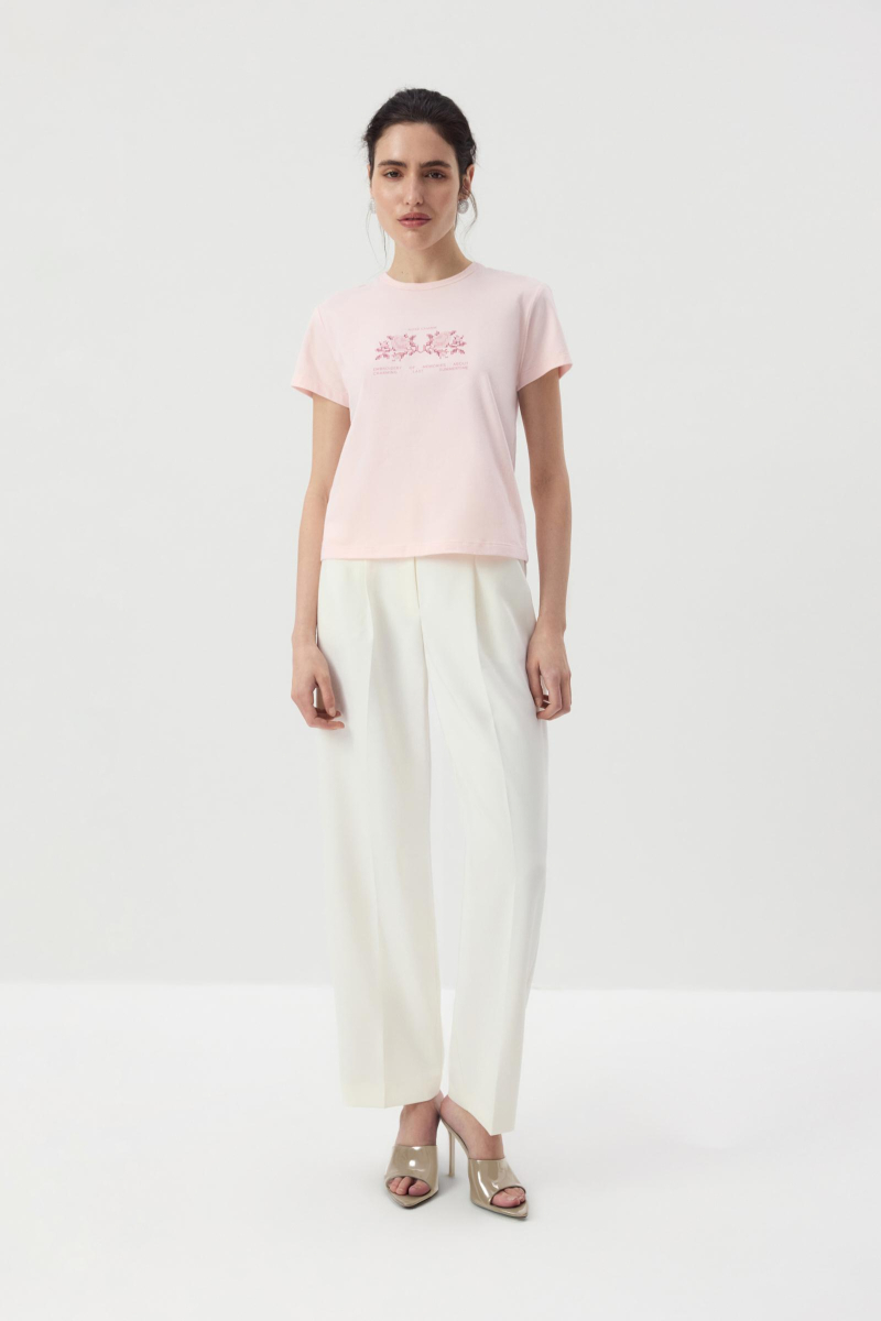 Футболка Fitted с принтом Charmstore, цвет: розовый, 212-48347-221 купить онлайн