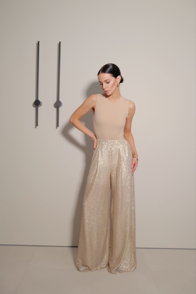 Брюки широкие из пайеток