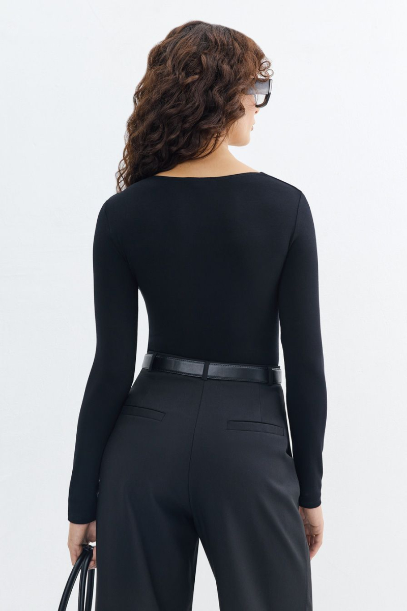 Боди из смесовой вискозы TOPTOP, цвет: Черный, TT.023.15680.900 купить онлайн