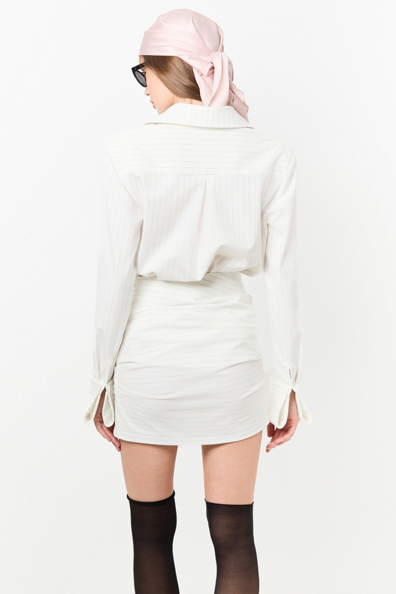 Комплект рубашка и юбка со сборкой в полоску Ricoco, цвет: молочный, 7042/3 купить онлайн