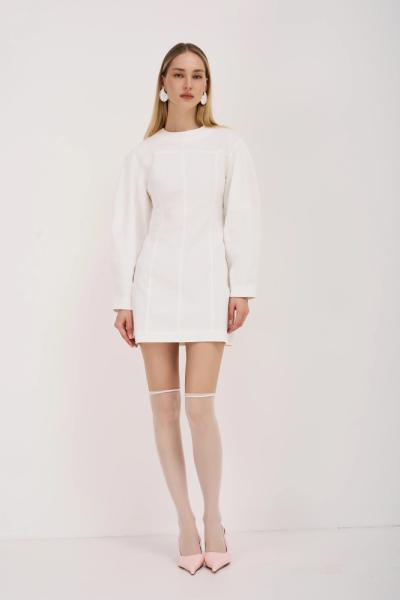 Платье с О-образной линией плеча из мягкого денима