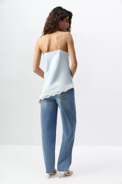 Топ с кружевом Charmstore, цвет: голубой, 102-43060-668 купить онлайн