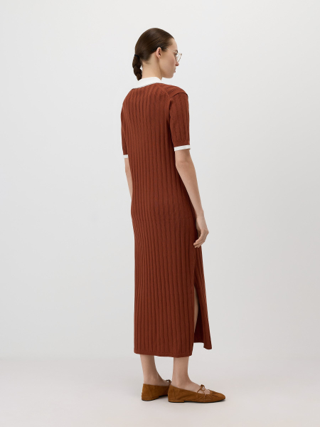 Платье с воротником-поло Conso, цвет: терракотовый/молочный, KDL 260731 - терракотовый/молочный купить онлайн