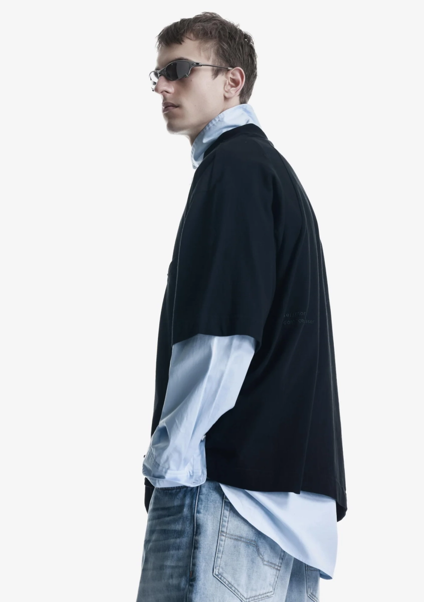 Оверсайз-футболка с наклонным карманом KRAKATAU, цвет: Черный, Tm124-1 купить онлайн