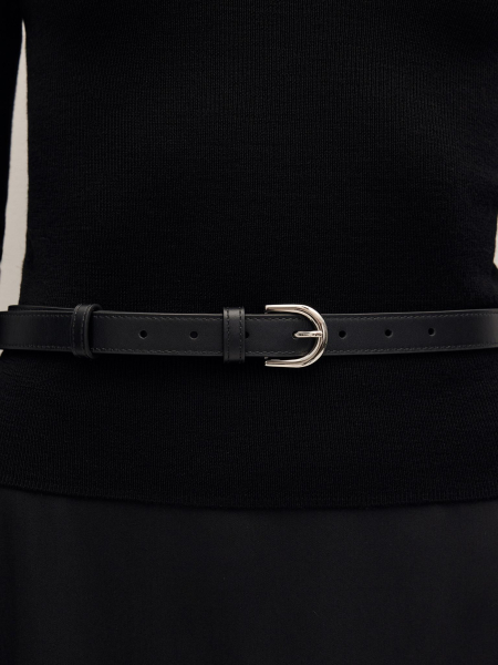 Узкий кожаный ремень Chaika, цвет: Черный AW25BT01-09 купить онлайн