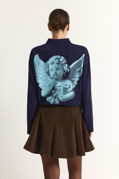 Джемпер из 100% хлопка TOPTOP, цвет: синий с принтом, TT.025.16414.621 купить онлайн