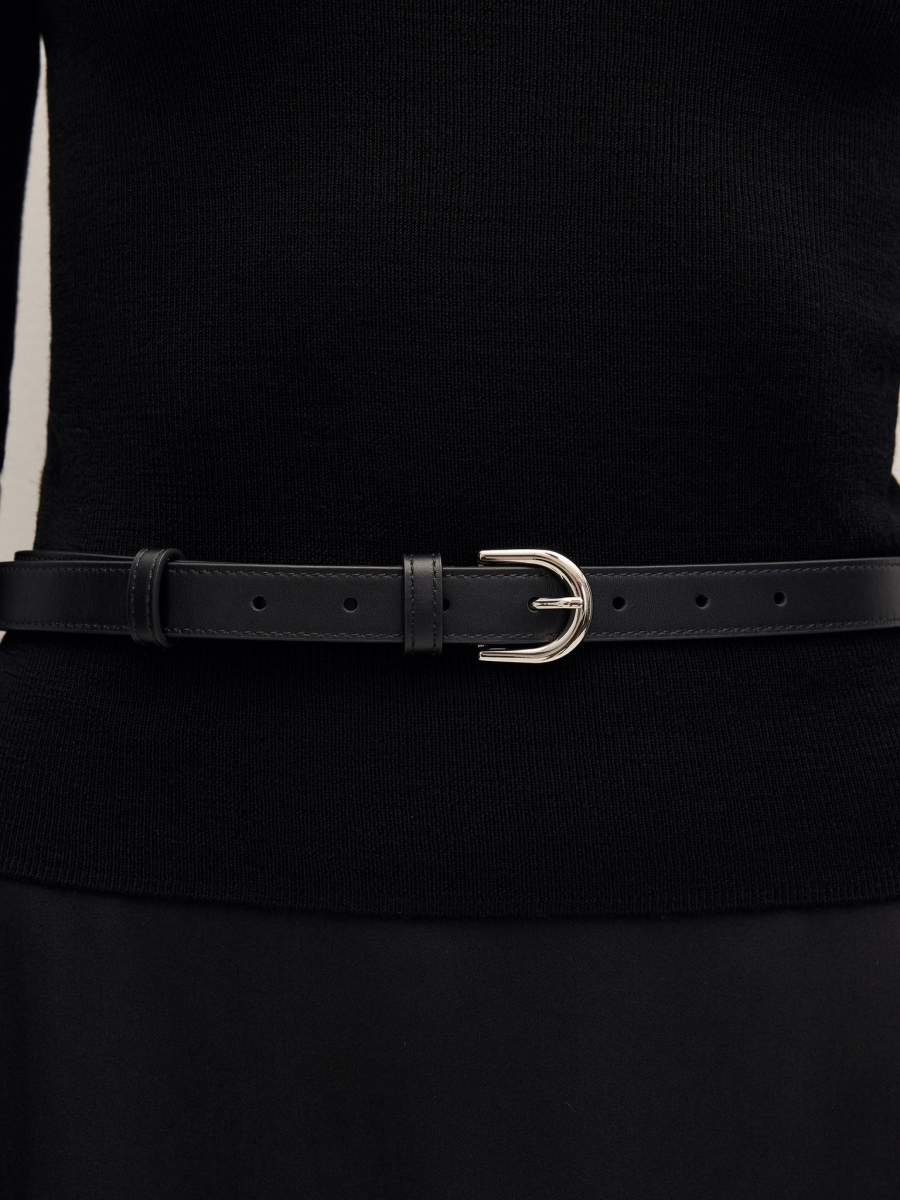 Узкий кожаный ремень Chaika, цвет: Черный AW25BT01-09 купить онлайн