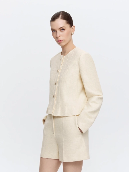 Укороченный жакет из твида ANNA PEKUN, цвет: Желтый, 10.2648.200 купить онлайн