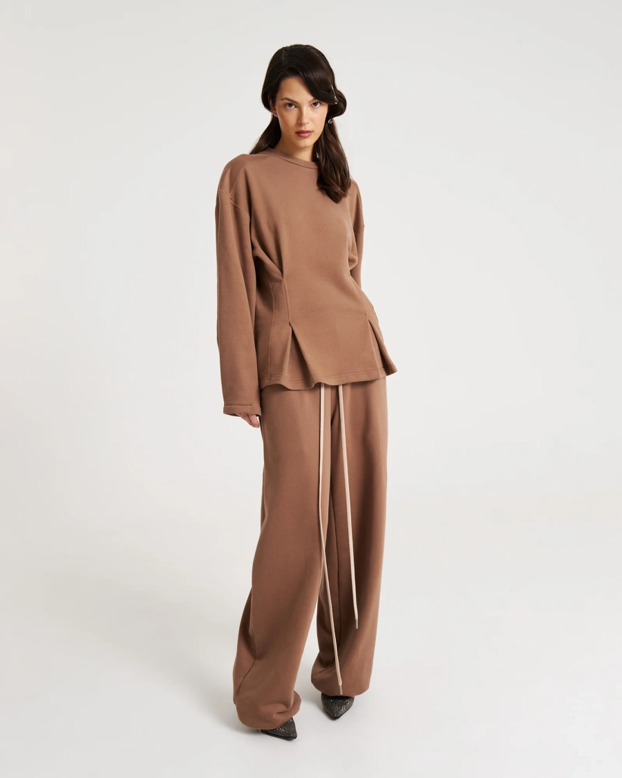 Брюки с эффектом велюра NUT Anmuse, цвет: коричневый,  купить онлайн