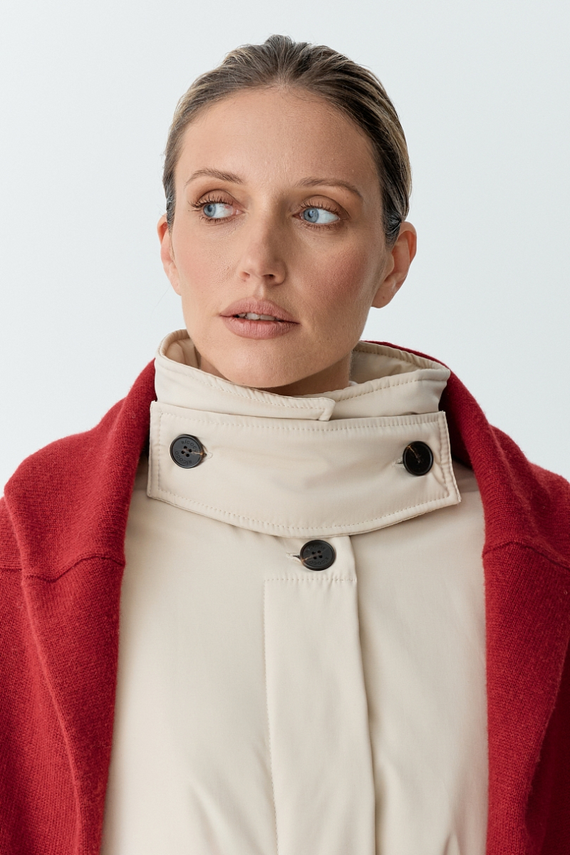 Пальто однобортное утепленное Ricoco, цвет: бежевый, 7012/2 купить онлайн