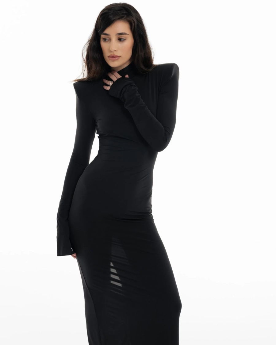 Длинное облегающее платье YONSRU, цвет: Черный,  купить онлайн