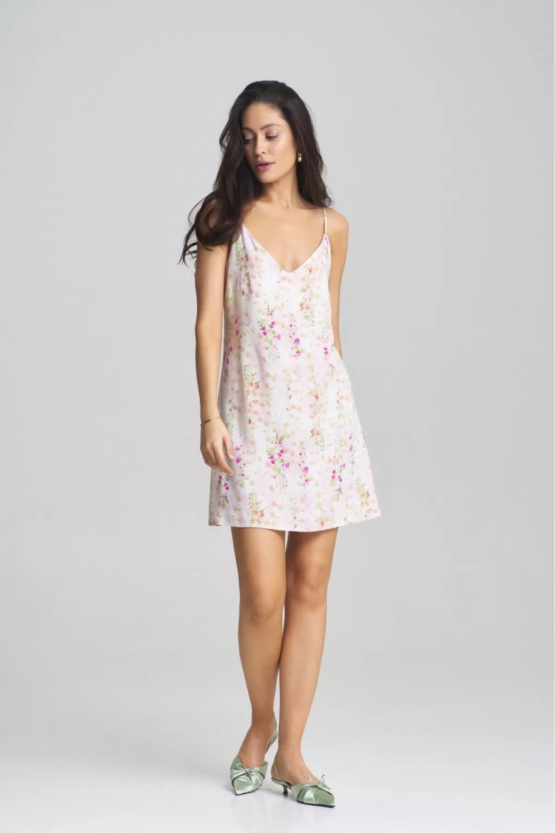 Платье мини на регулируемых бретелях Floral Pink