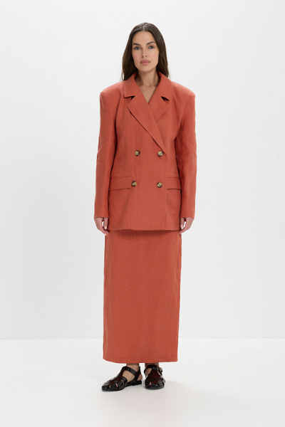 Юбка миди лен ABDA, цвет: марокканская глина, 212609703517 купить онлайн