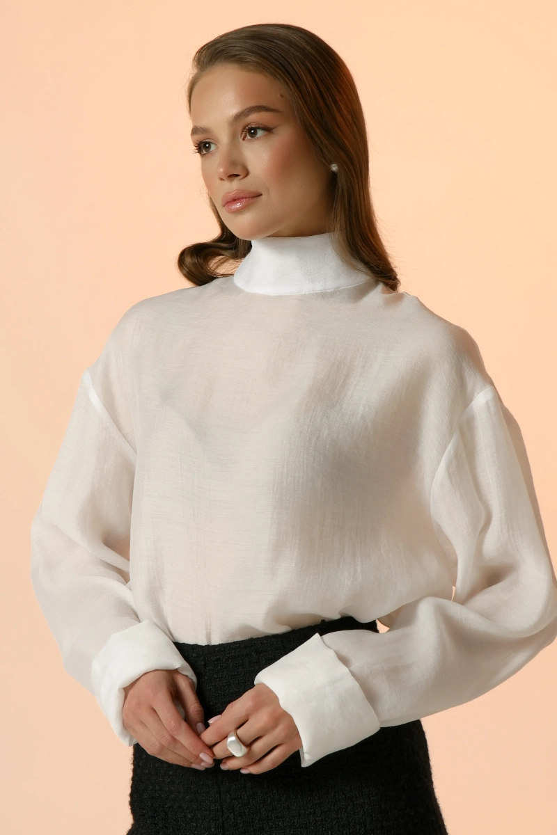 Блуза из органзы из лиоцелла Ricoco, цвет: молочный, 5018/3 купить онлайн