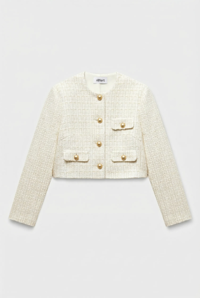 Жакет укороченный из твида с клапанами
