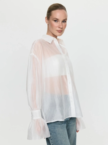 Полупрозрачная блуза ANNA PEKUN, цвет: белый,  купить онлайн