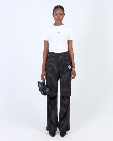 Брюки CL71 stripes с разрезами black women ASIA ST 71, цвет: Черный, Ast71.CL71-pants-stripes-cut-w купить онлайн