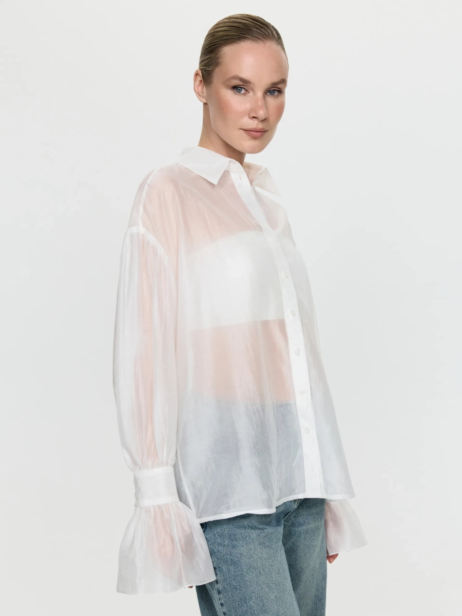 Полупрозрачная блуза ANNA PEKUN, цвет: белый,  купить онлайн
