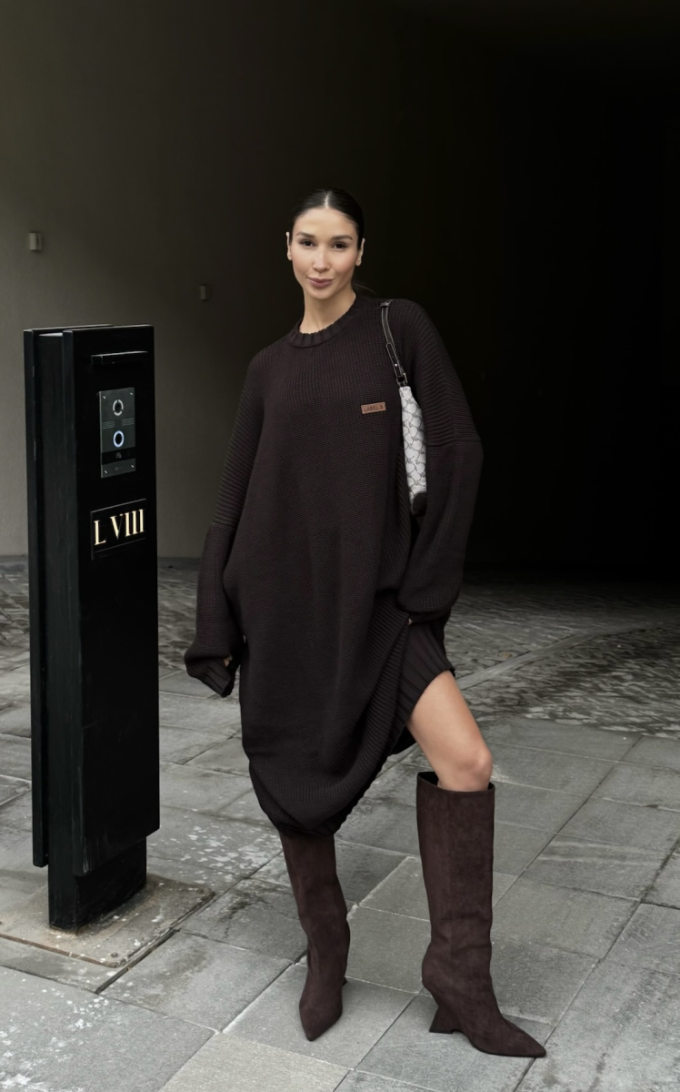 Платье объемное вязаное BROWN