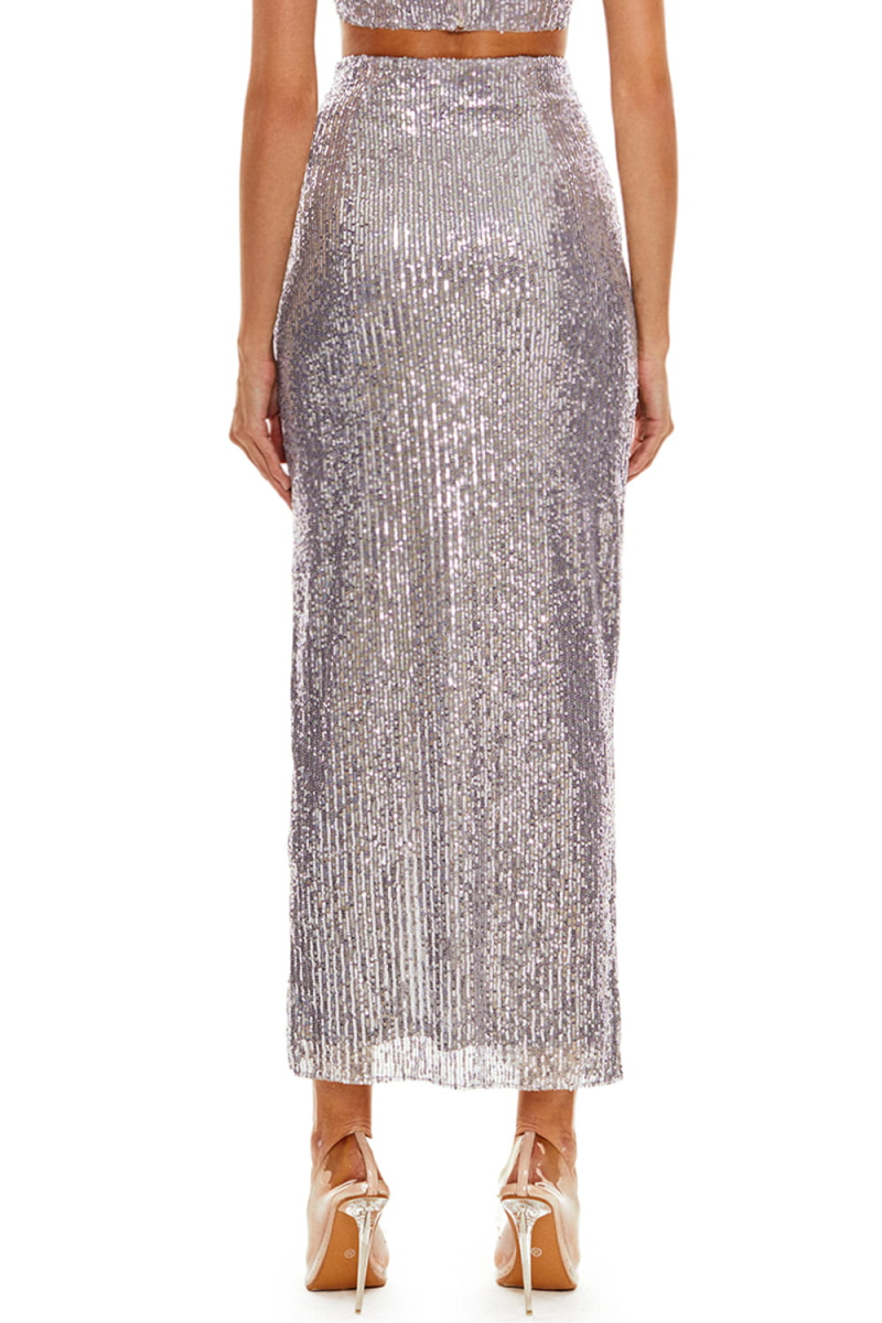 Юбка-миди из пайеток SODAMODA, цвет: серебро, 20260 купить онлайн