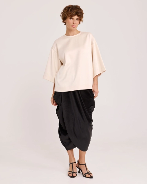 Футболка из атласа PEARL Anmuse, цвет: кремовый, TSH23W52-PRL купить онлайн