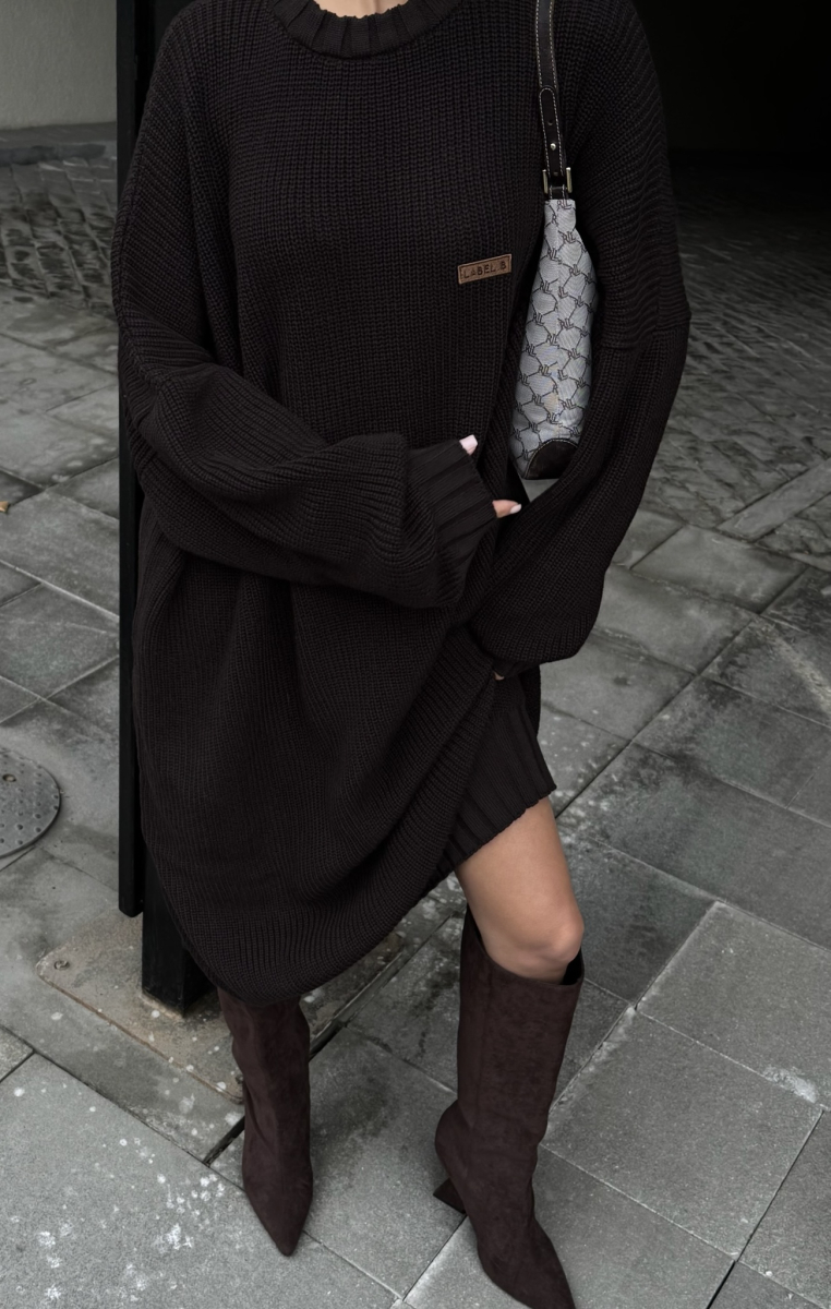 Платье объемное вязаное BROWN Label .B, цвет: BROWN,  купить онлайн