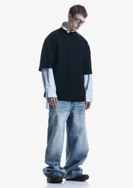 Оверсайз-футболка с наклонным карманом KRAKATAU, цвет: Черный, Tm124-1 купить онлайн