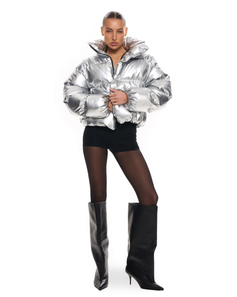 Пуховик оверсайз укороченный Suborbia, цвет: Серебряный, 006158 купить онлайн
