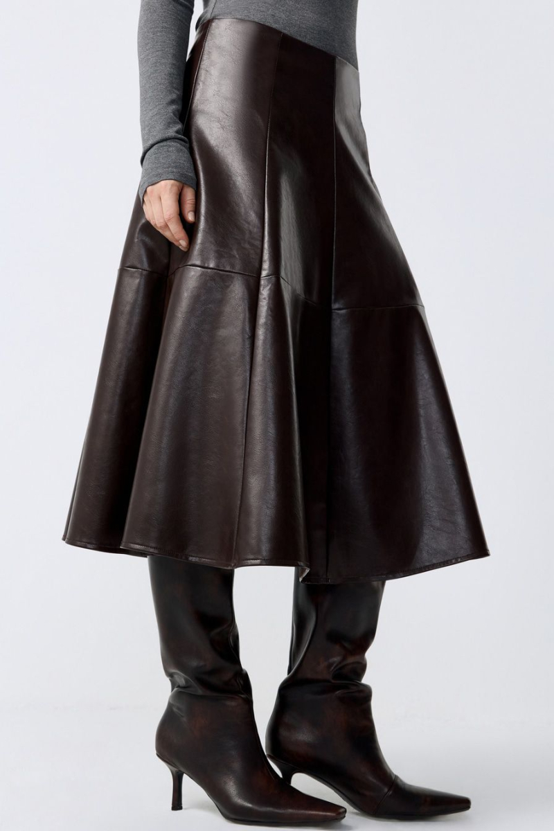 Юбка из экокожи TOPTOP, цвет: коричневый, TT.071.16318.700 купить онлайн