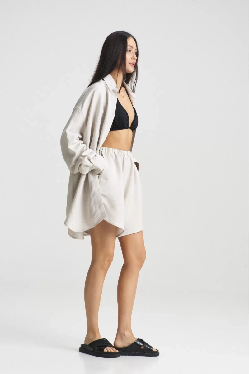 Костюм лён с шортами Beige