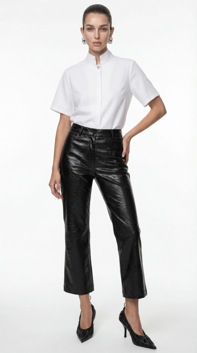 Капри клеш из экокожи