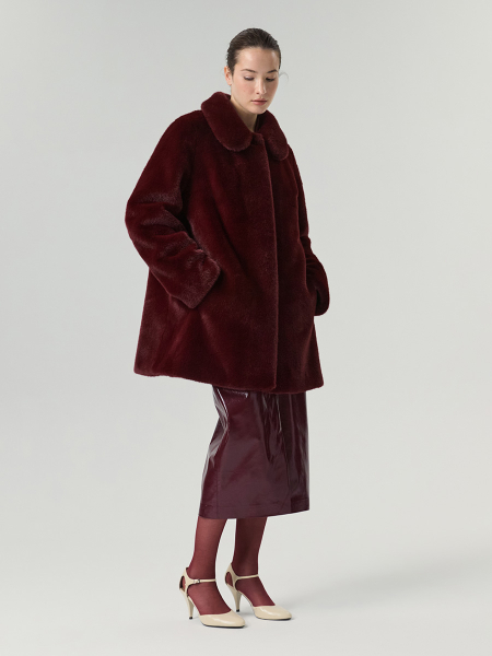 Экошуба с отложным воротником Only me, цвет: Бордовый, ЭШ5318 купить онлайн