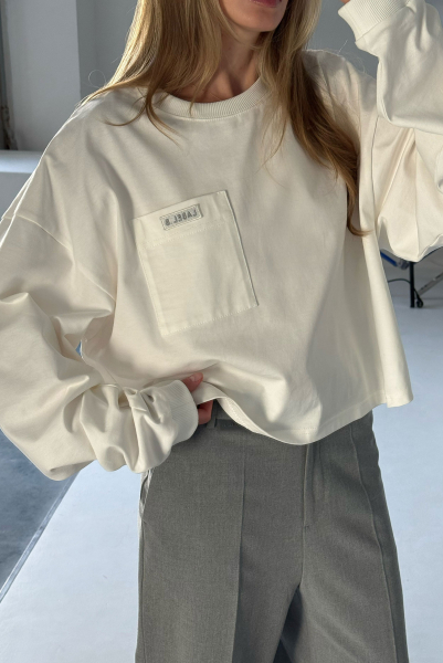 Лонгслив укороченный с карманом WHITE Label .B, цвет: WHITE,  купить онлайн