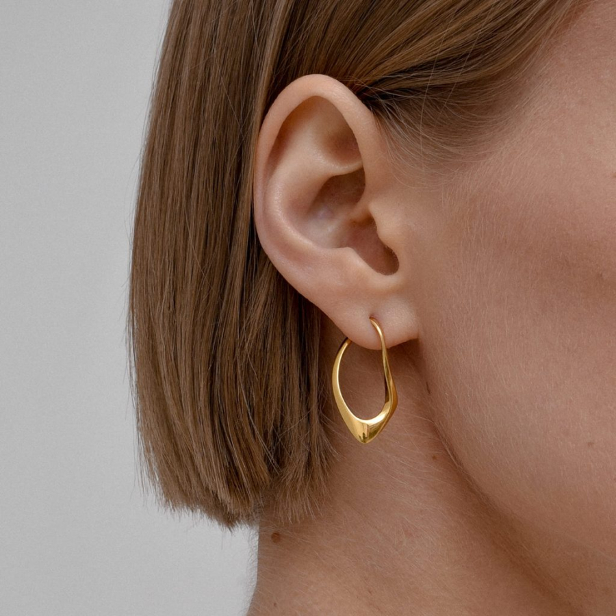 Серьги из мятого металла Noa Darkrain, цвет: позолота, PL3010 купить онлайн