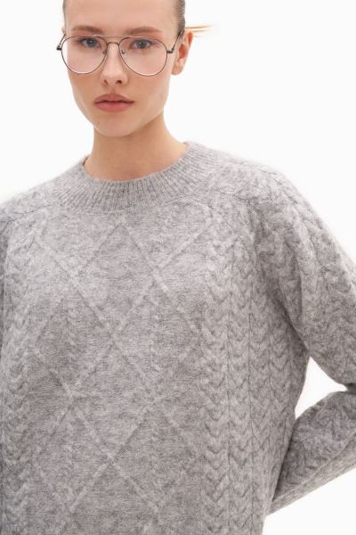 Джемпер с вязкой «косичка» TOPTOP, цвет: серый, TTS.050.13884.800 купить онлайн