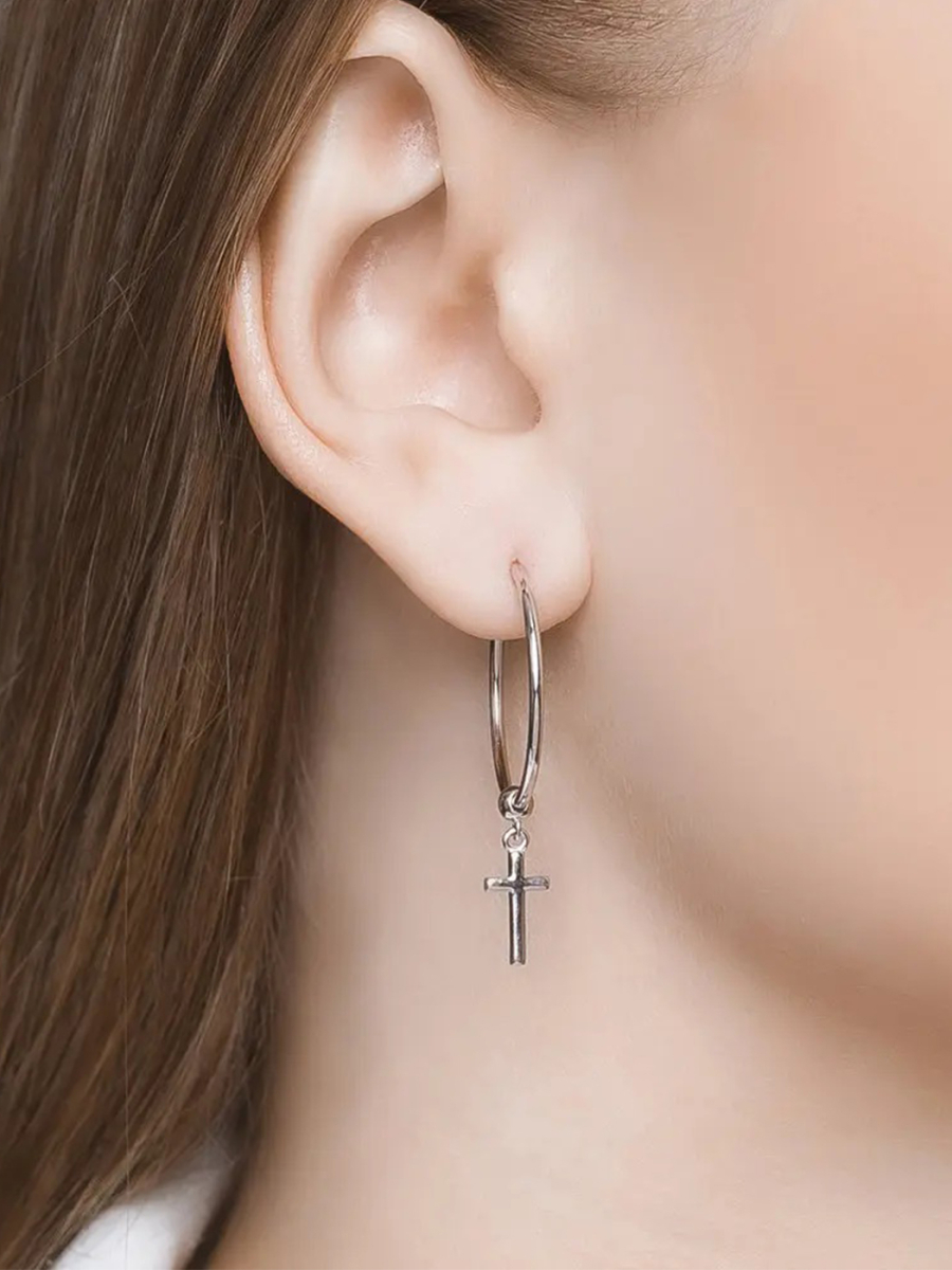 Серьги-конго со съёмными крестиками Tosya Store, цвет: серебро, 94023887 купить онлайн