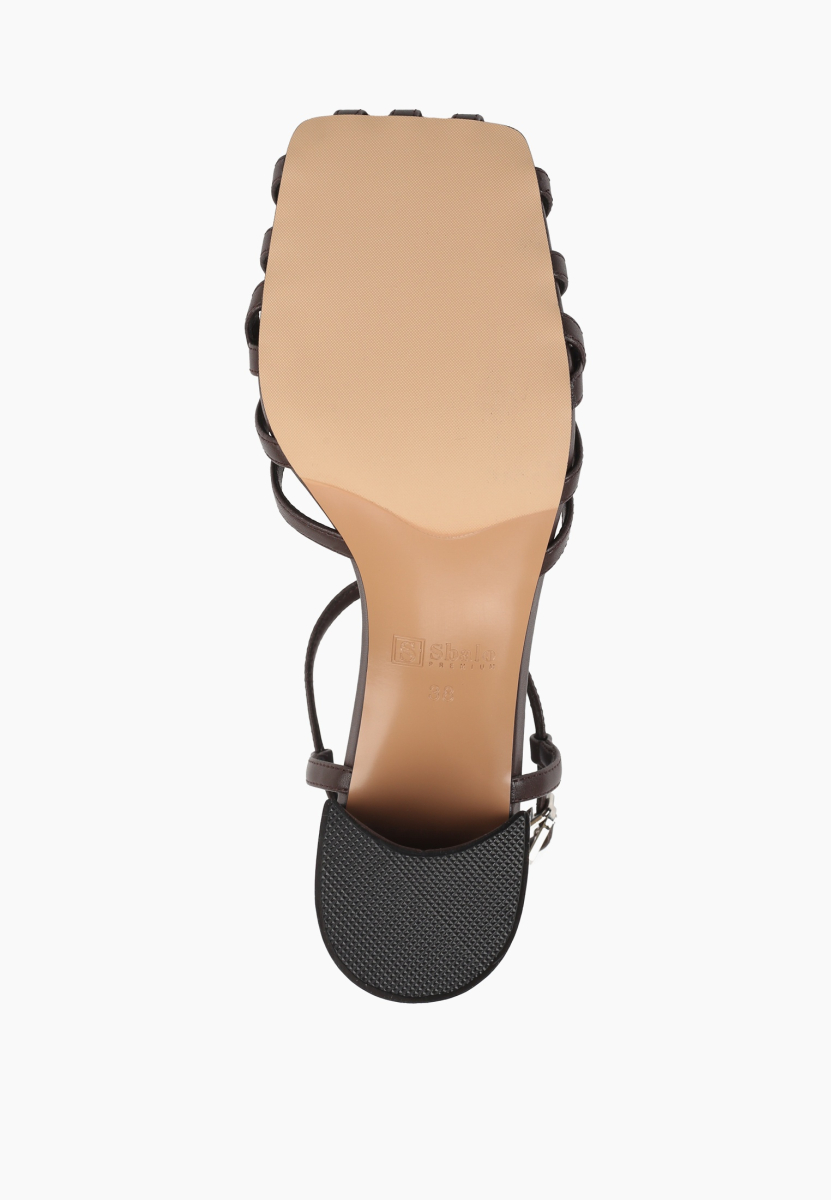 Босоножки из натуральной кожи на широком каблуке SBALO, цвет: коричневый STR19 купить онлайн